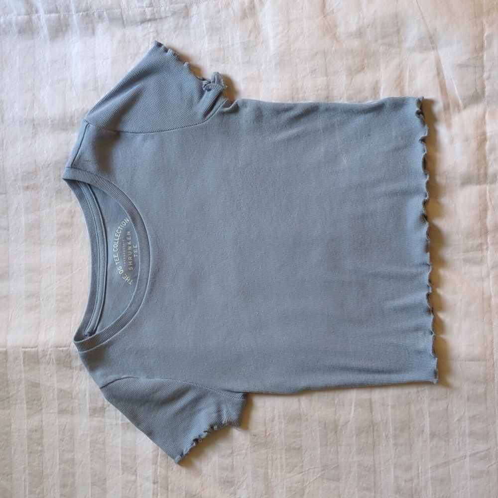 Aeropostale baby blue ribbed cropped shrunken tee
